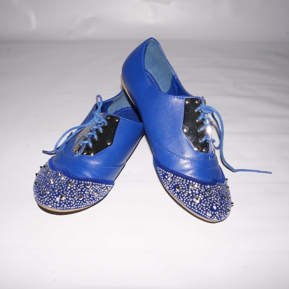 studded blue shoes